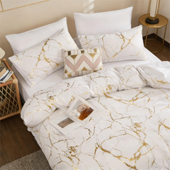 Comforter Set Geometric Reversible White marble MBRS 2pcs 3pcs