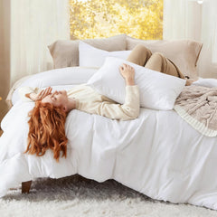 Comforter Set Reversible Cyan and off-white 2pcs 3pcs
