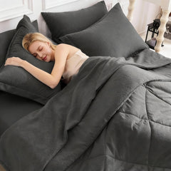 Comforter Set solid Beige 5pcs 7pcs