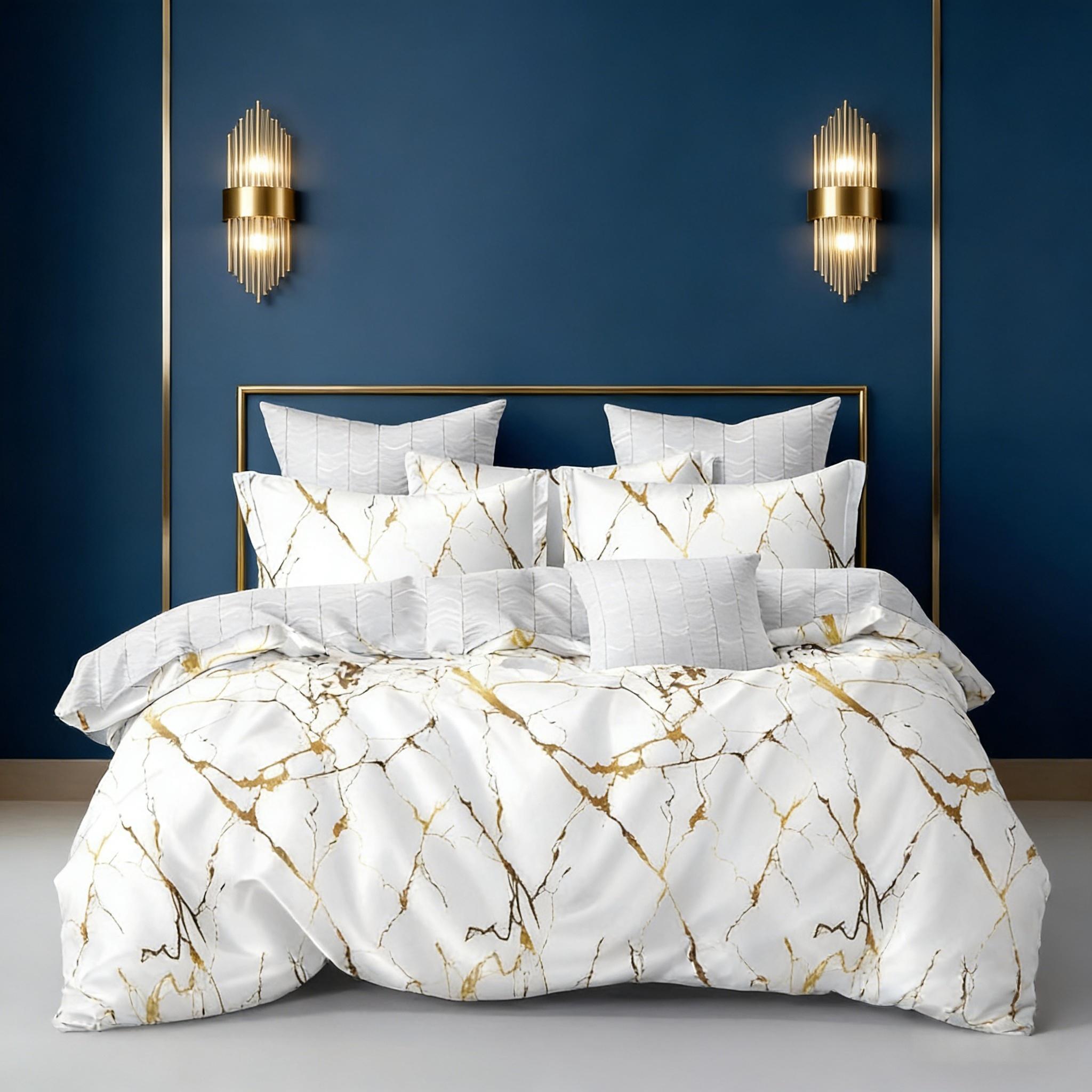 Duvet Covers & Inserts-Marble White 2pcs duvet cover set