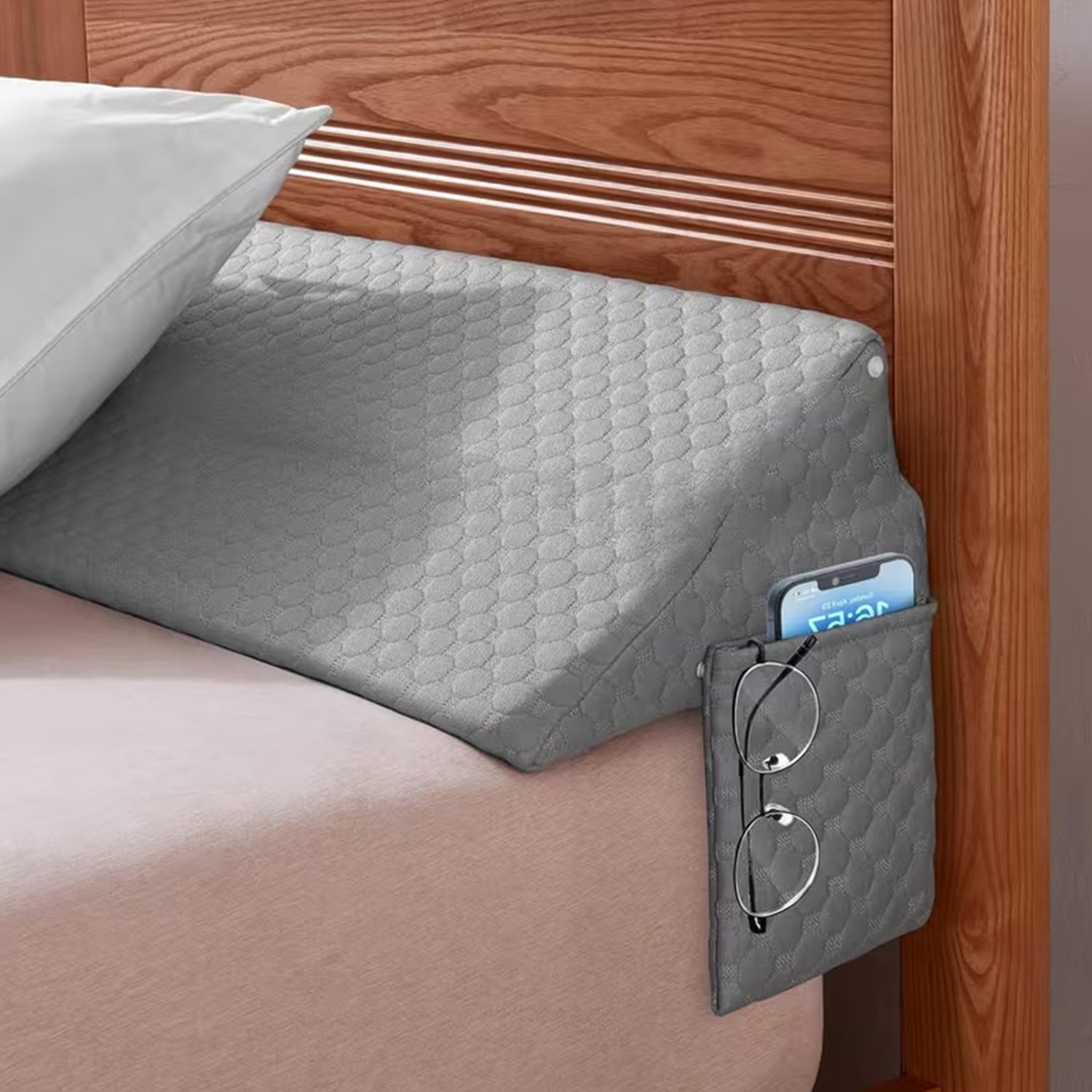 Pillows & Pillowcases-Gray air layer wedge pillow air layer fabric Two pockets