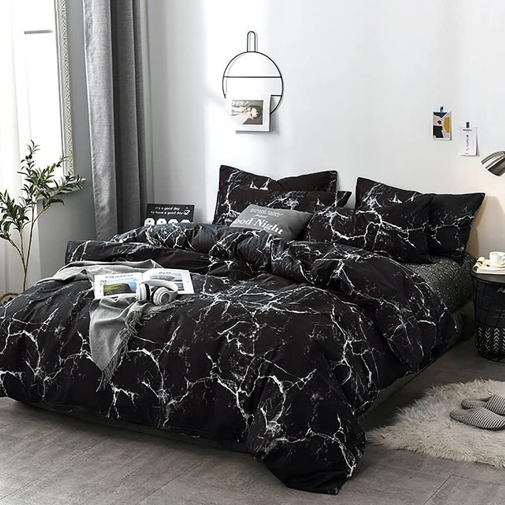 Duvet Covers & Inserts-Marble Black 2pcs duvet cover set