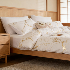 Comforter Set Geometric Reversible White marble MBRS 2pcs 3pcs
