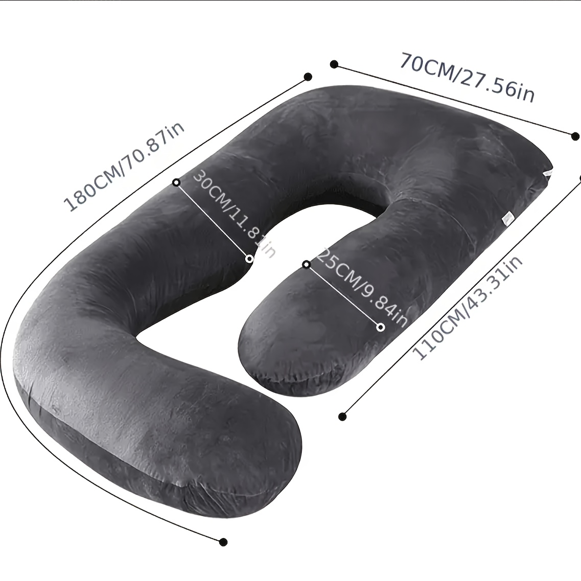 Pillows & Pillowcases-C-shaped pregnancy pillow  light gray crystal velvet