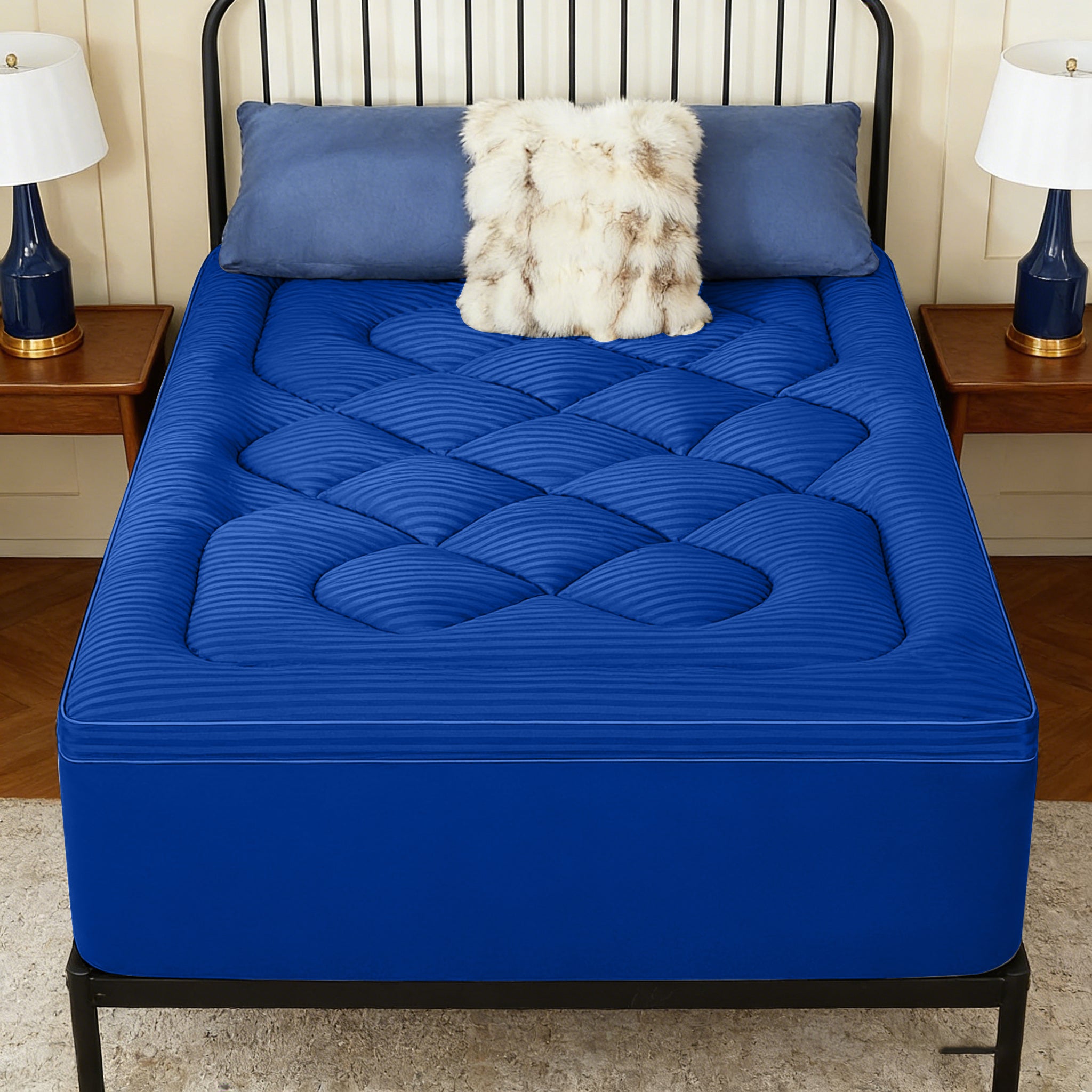 Mattress Topper & Protector-Navy Blue HUAJIE Topper Pad for Mattress