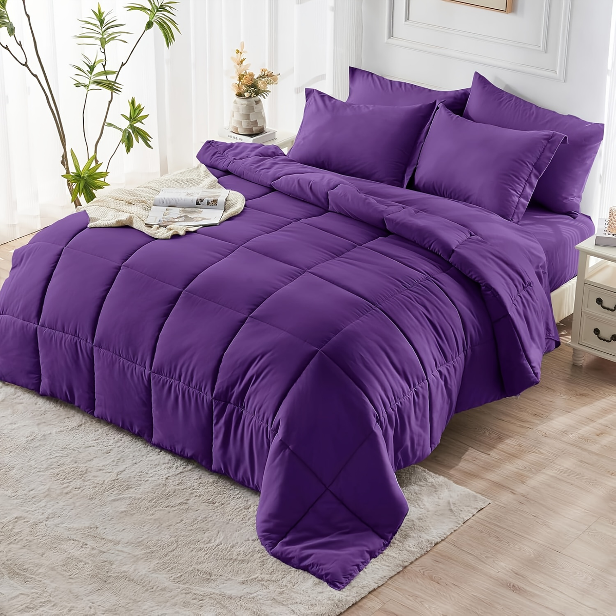 Comforter Set solid Dark Purple 2pcs 3pcs