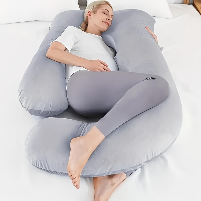 Pillows & Pillowcases-C-shaped pregnancy pillow  light gray crystal velvet