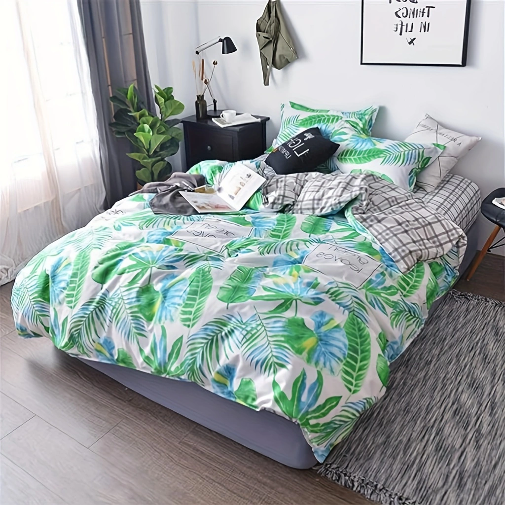 Comforter Set Floral Reversible Spring Green leaves 2pcs 3pcs
