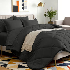 Comforter Set solid Dark gray 5pcs 7pcs