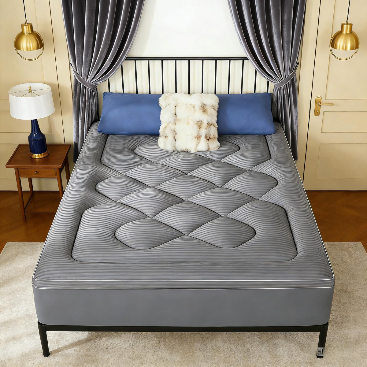 Mattress Topper & Protector-Gray HUAJIE Topper Pad for Mattress