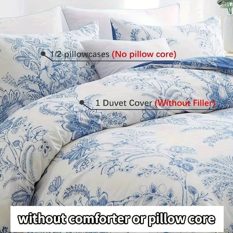 Comforter Set Floral Reversible Blue Plants DF Twin Queen King 2pcs 3pcs