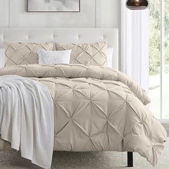 Comforter Set Pintuck Beige 2pcs 3pcs