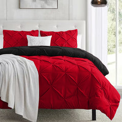Comforter Set Pintuck Reversible Red and black Twin Queen King 2pcs 3pcs