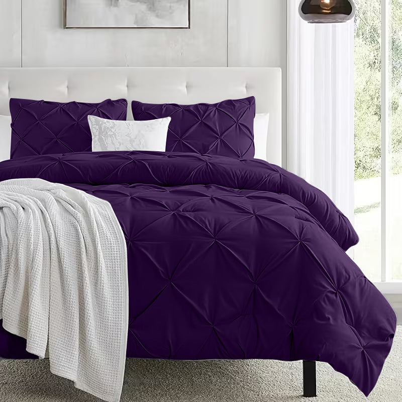 Comforter Set Pintuck Purple 2pcs 3pcs