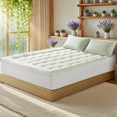 Mattress Topper & Protector-Bamboo Fiber-Thick Style Topper Pad for Mattress Green