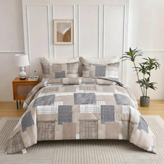 Comforter Set Geometric Patchwork camel color HFJ 2pcs 3pcs