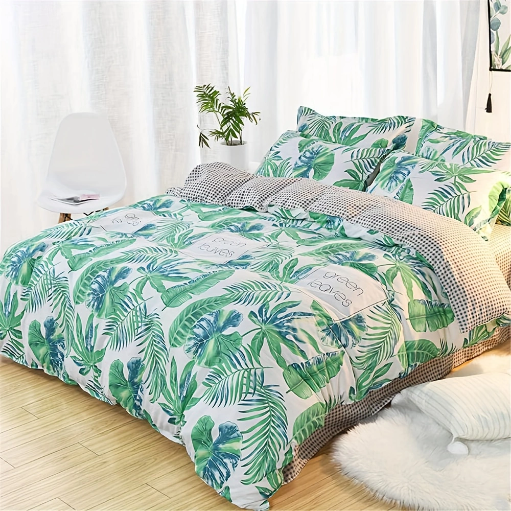 Comforter Set Floral Reversible Spring Green leaves 2pcs 3pcs