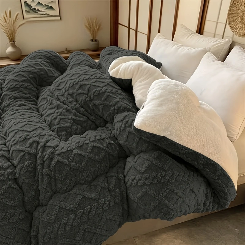 Comforter Set Geometric Reversible Navy blue and light gray
