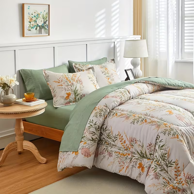 Comforter Set Floral Reversible Flowers and green HFJ 2pcs 3pcs