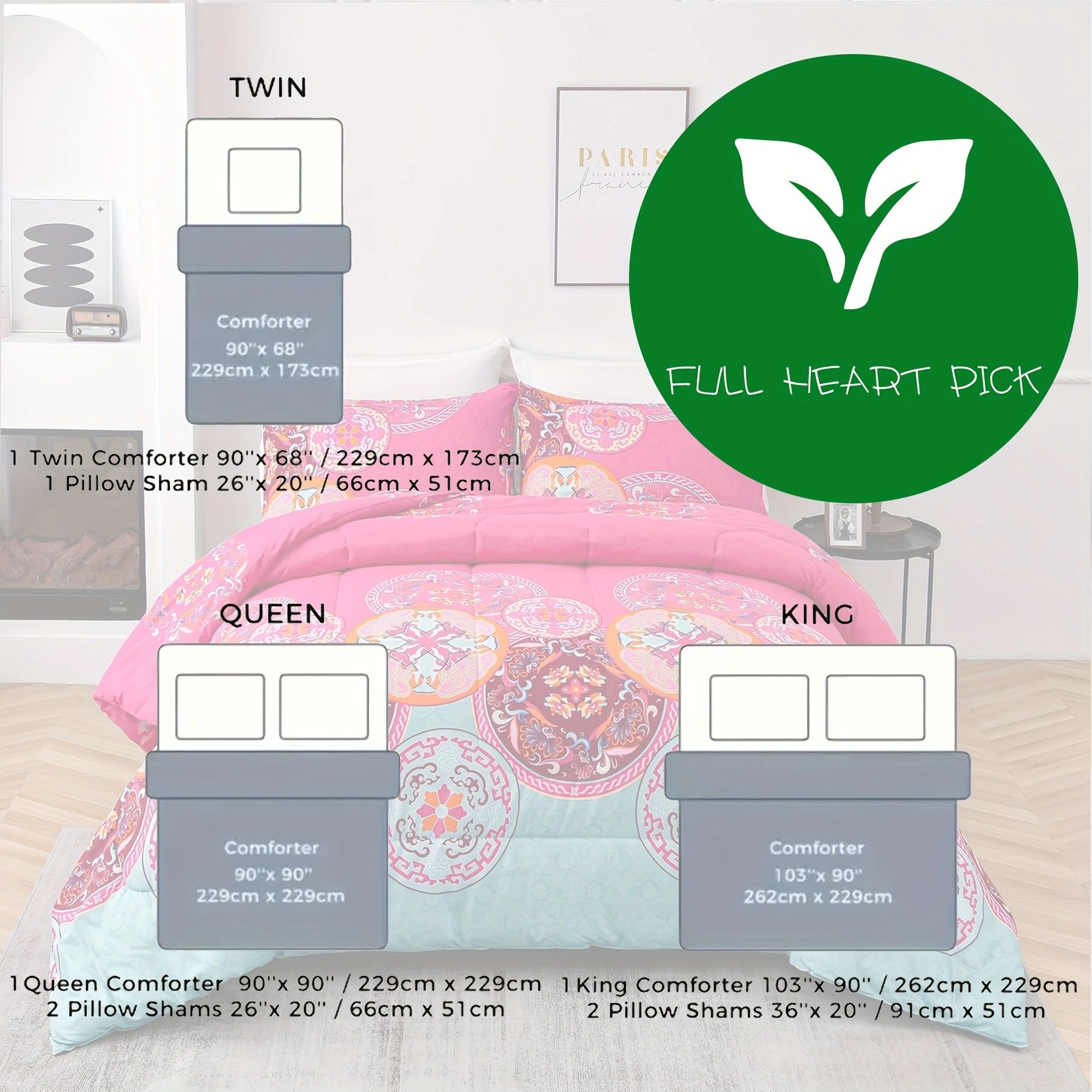 Comforter Set Floral Bohemian style YRD 2pcs 3pcs