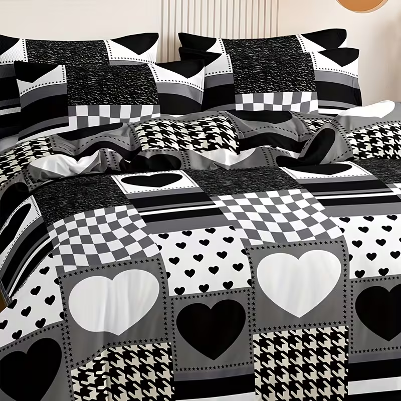 Duvet Covers & Inserts-HeiBaiZhiLian 2pcs duvet cover set