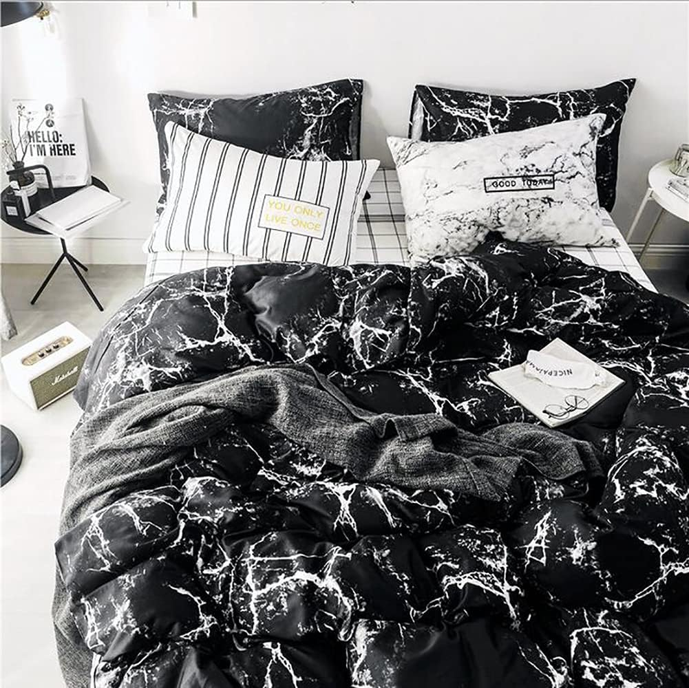 Duvet Covers & Inserts-Marble Black 2pcs duvet cover set