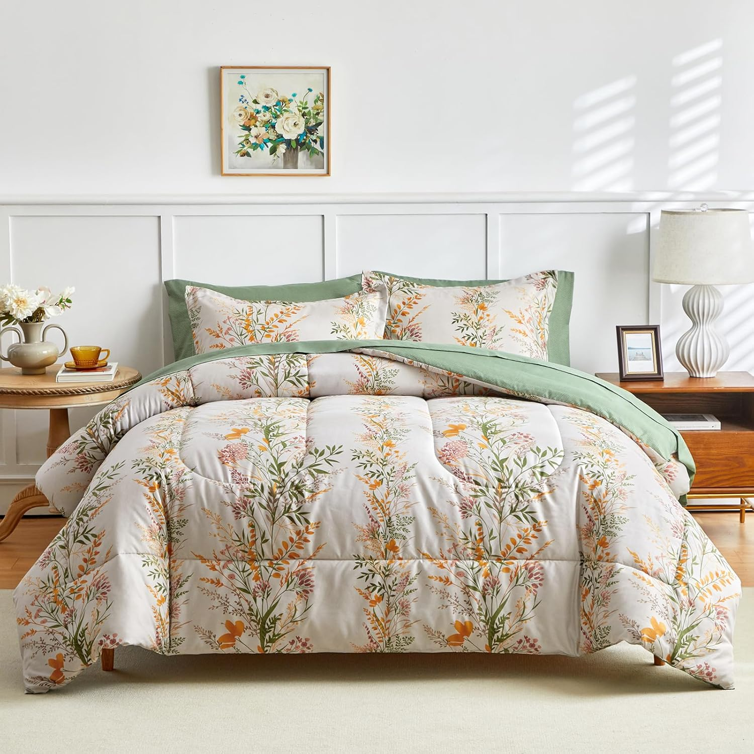 Comforter Set Floral Reversible Flowers and green HFJ 2pcs 3pcs