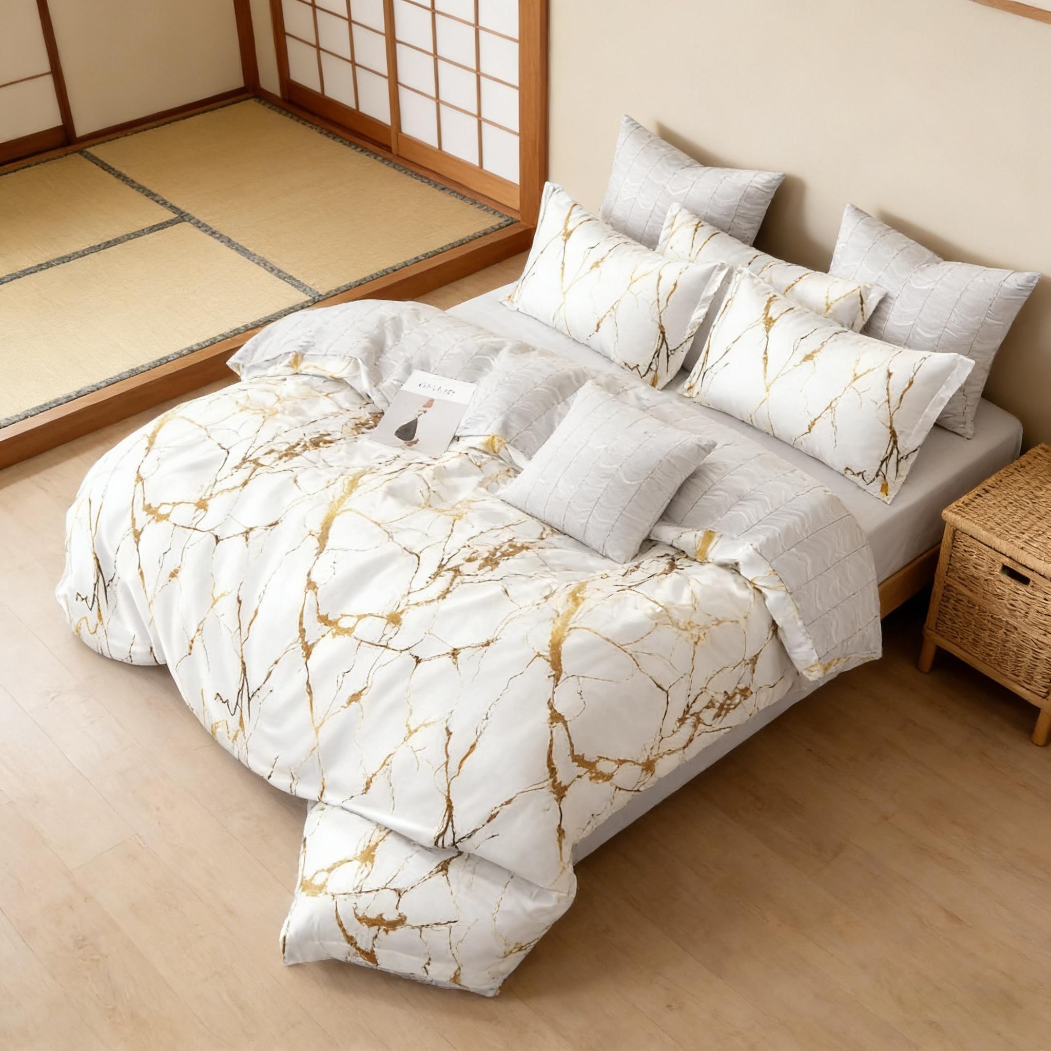 Duvet Covers & Inserts-Marble White 2pcs duvet cover set