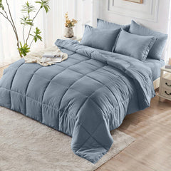 Comforter Set solid Blue-gray 2pcs 3pcs