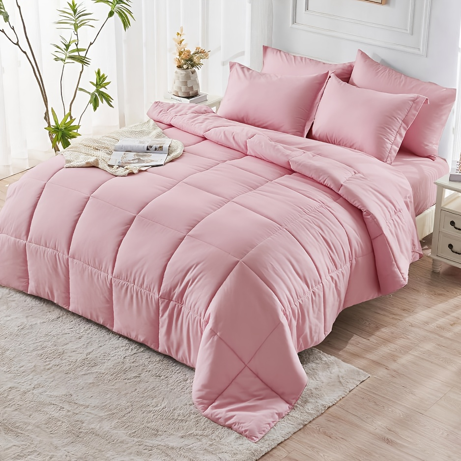 Comforter Set solid Pink 2pcs 3pcs