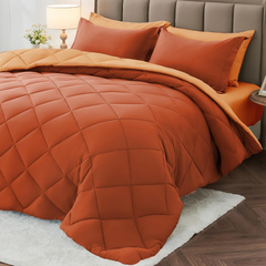 Comforter Set Reversible Dark and light orange 2pcs 3pcs