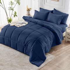 Comforter Set solid Navy Blue 2pcs 3pcs