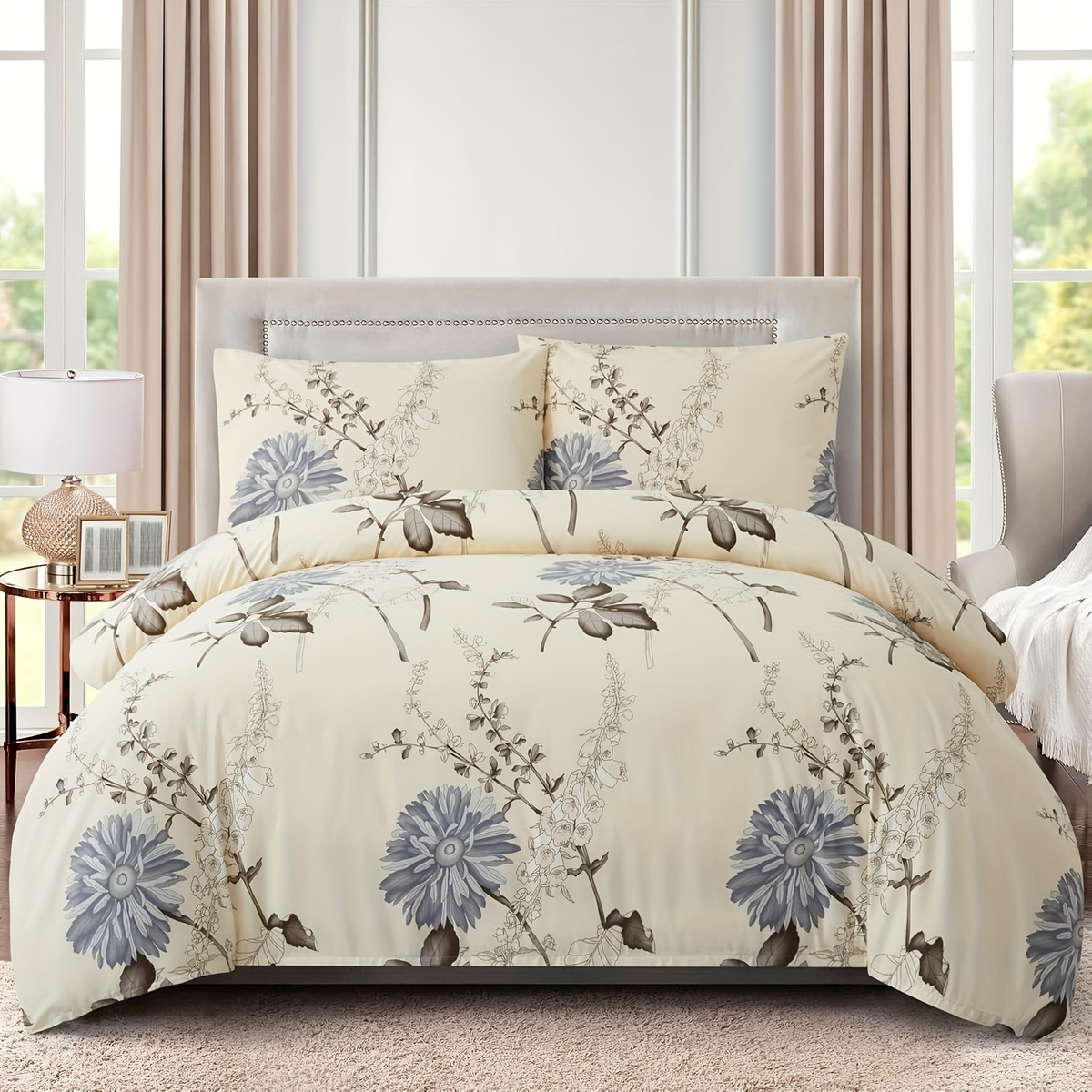 Comforter Set Floral Khaki HYJ 2pcs 3pcs