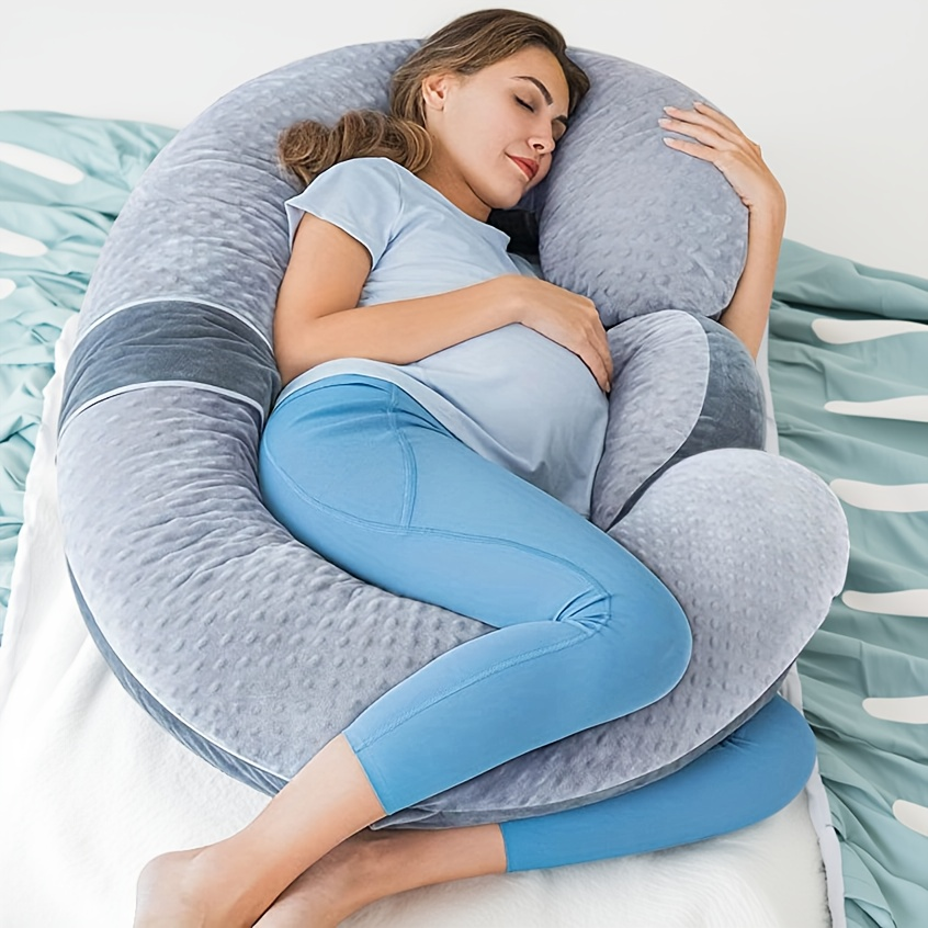 Pillows & Pillowcases-C-shaped pregnancy pillow  light gray crystal velvet