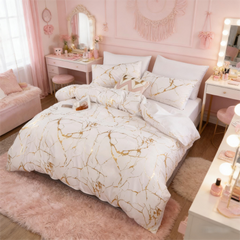 Comforter Set Geometric Reversible White marble MBRS 2pcs 3pcs
