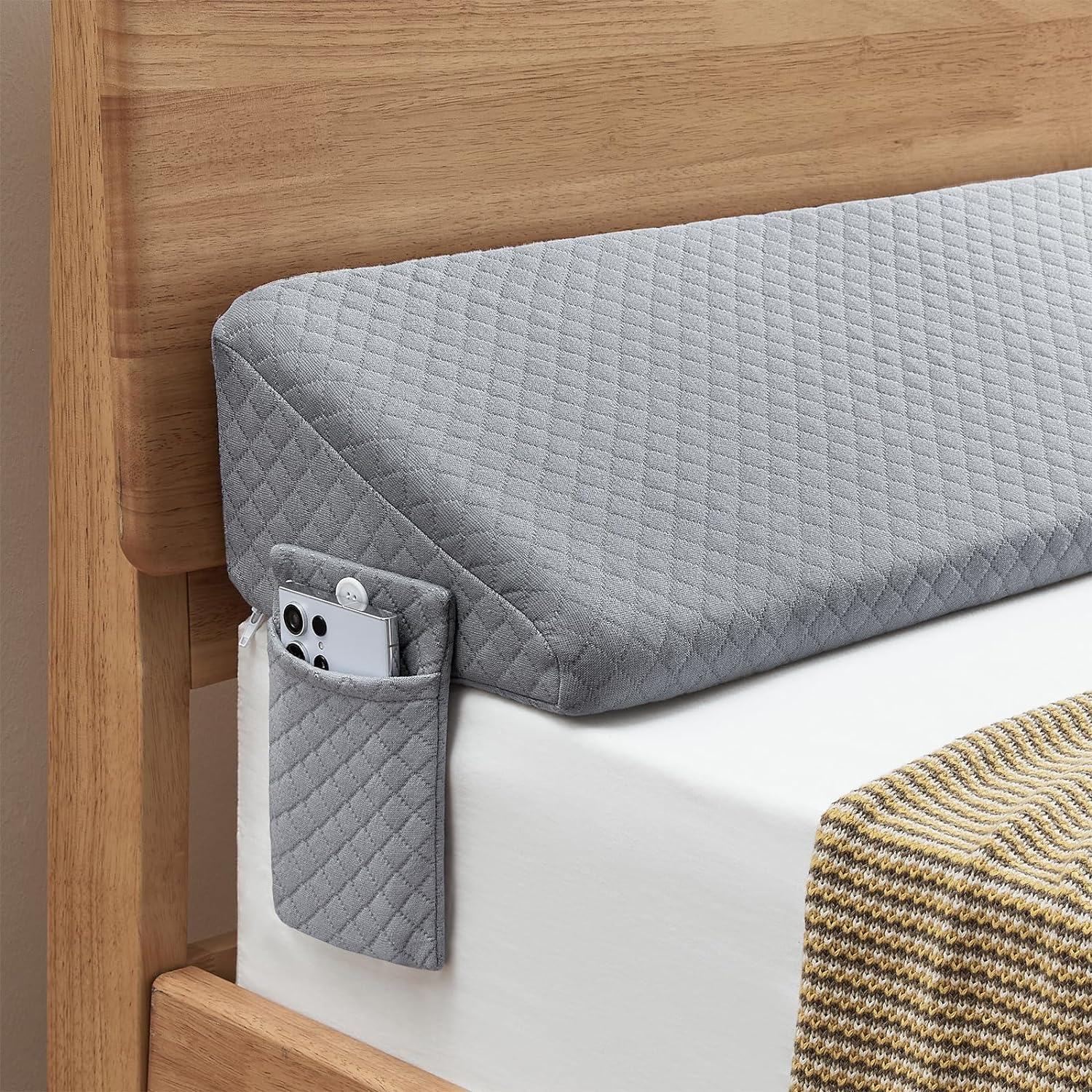 Pillows & Pillowcases-Gray air layer wedge pillow air layer fabric Two pockets