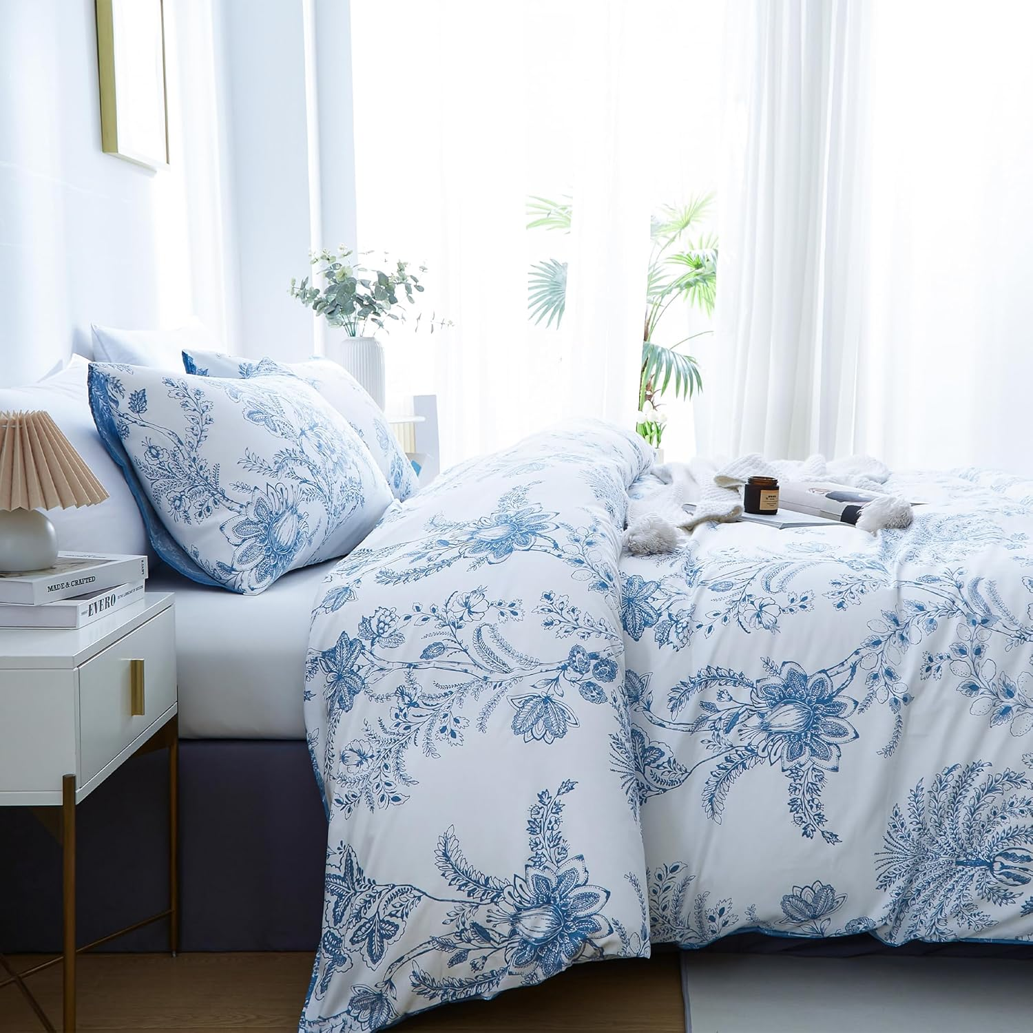Comforter Set Floral Reversible Blue Plants DF Twin Queen King 2pcs 3pcs