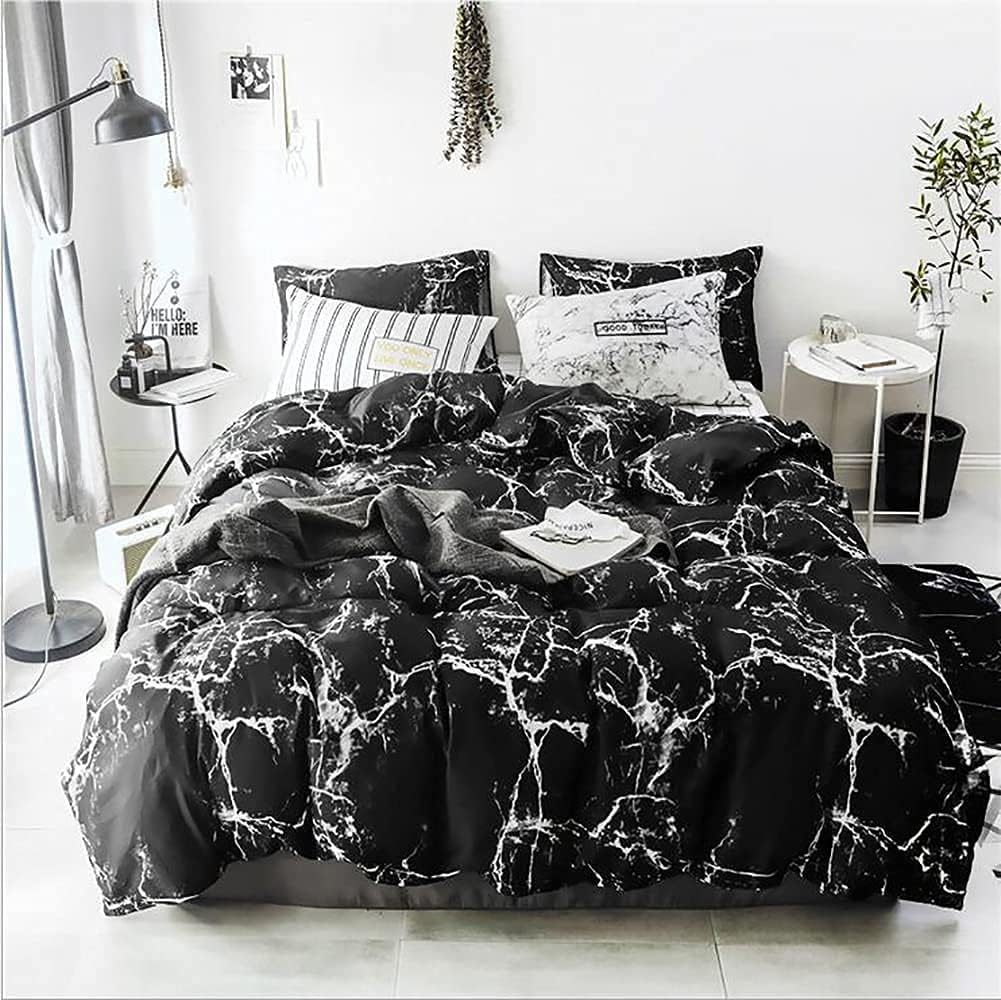 Duvet Covers & Inserts-Marble Black 2pcs duvet cover set