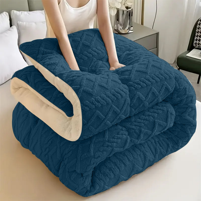 Comforter Set Geometric Reversible Navy blue and light gray