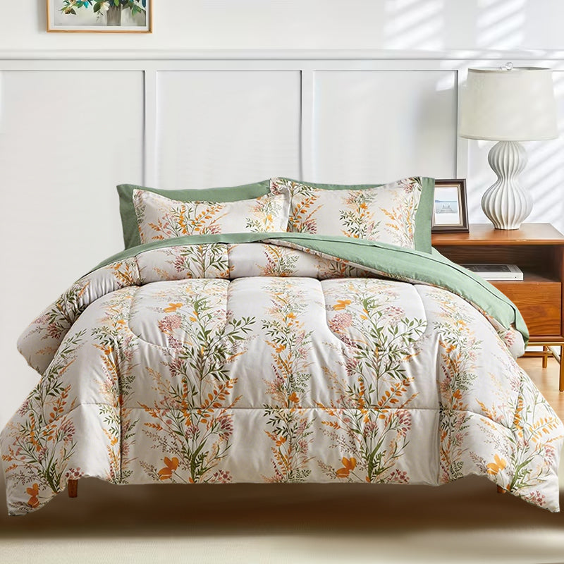 Comforter Set Floral Reversible Flowers and green HFJ 2pcs 3pcs
