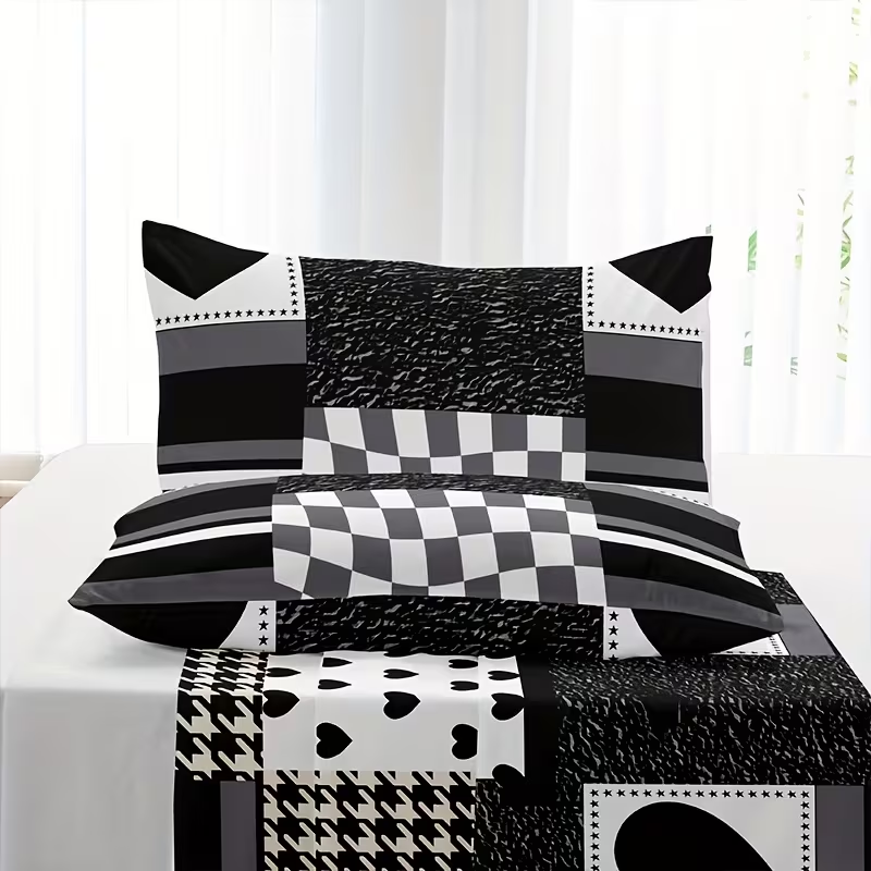 Duvet Covers & Inserts-HeiBaiZhiLian 2pcs duvet cover set