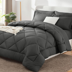 Comforter Set solid Dark gray 5pcs 7pcs