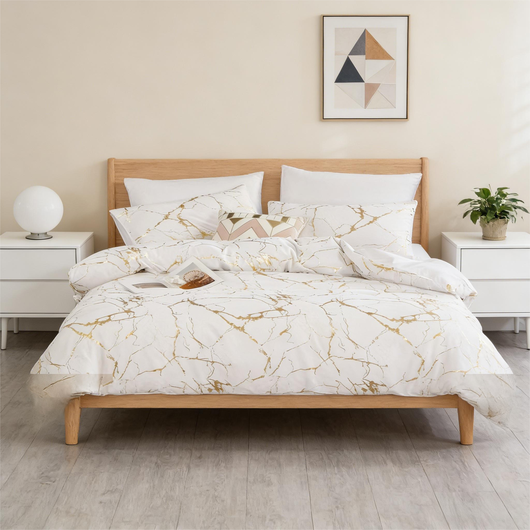 Comforter Set Geometric Reversible White marble MBRS 2pcs 3pcs