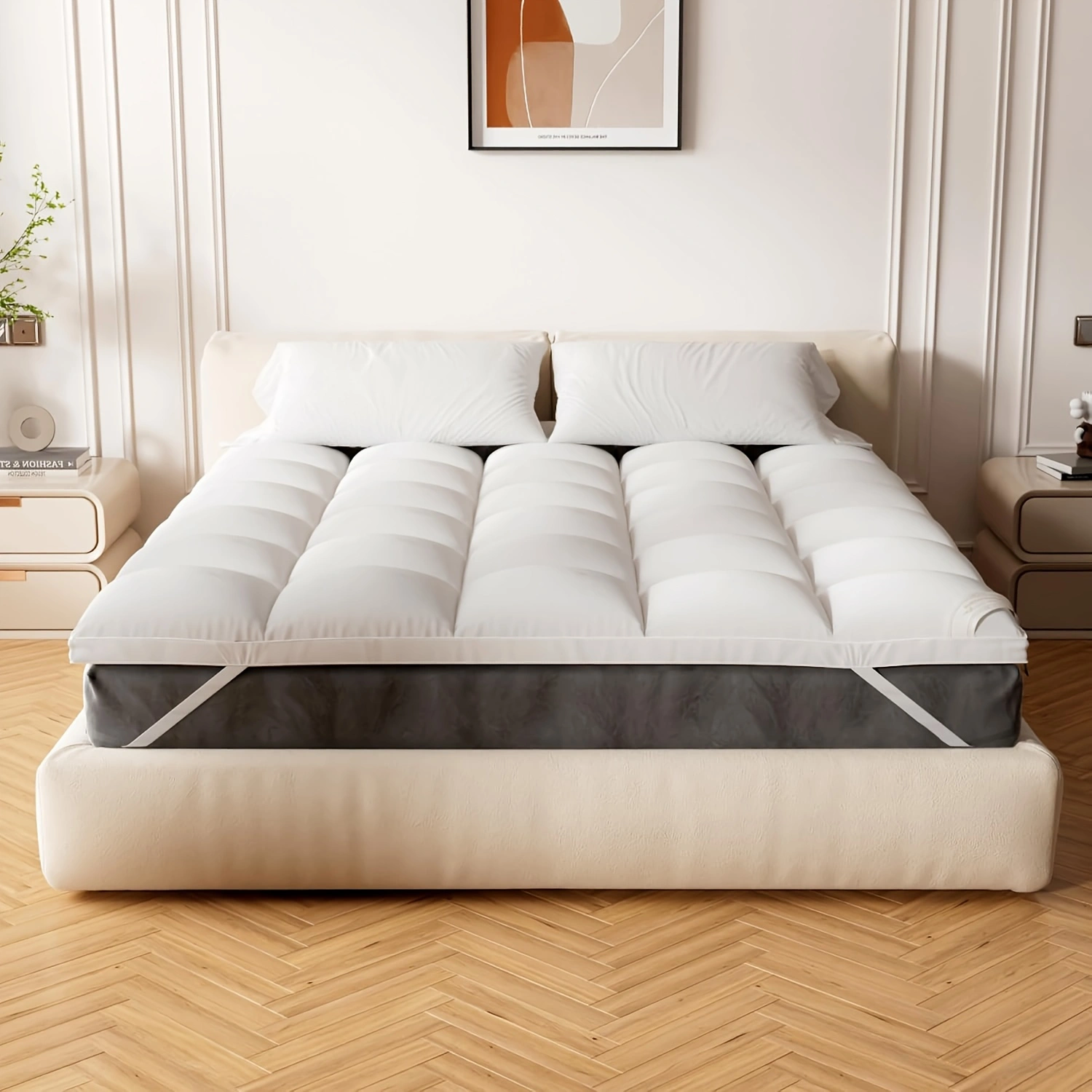 Mattress Topper & Protector-Thin mattress dark grey