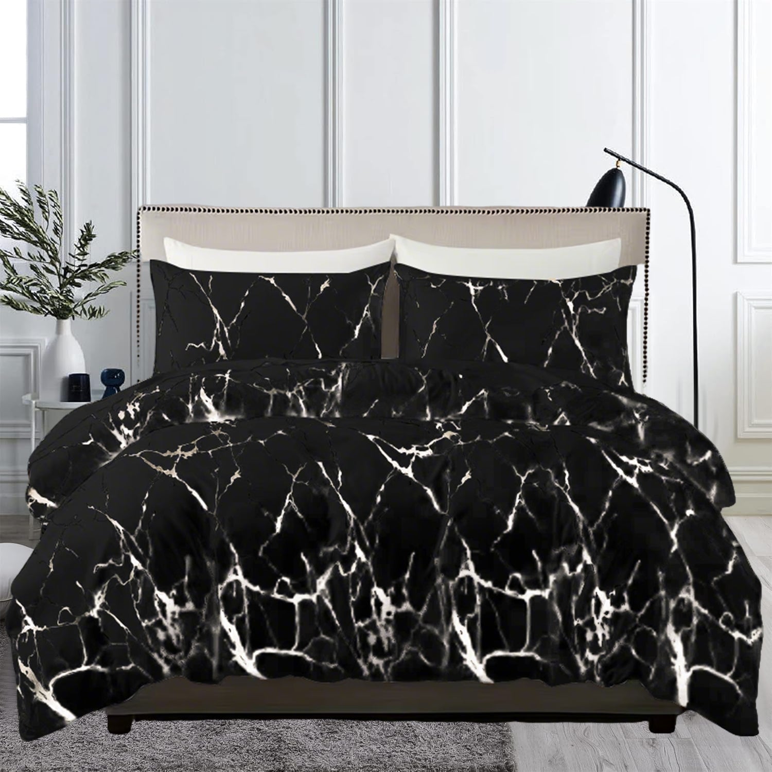 Duvet Covers & Inserts-Marble Black 2pcs duvet cover set