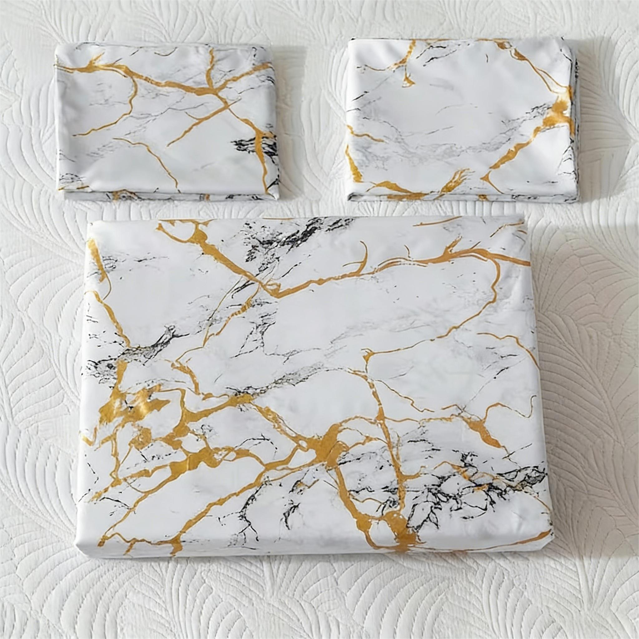 Comforter Set Geometric Reversible White marble MBRS 2pcs 3pcs