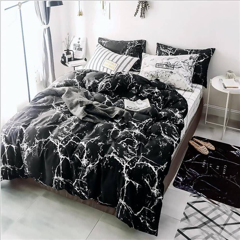 Duvet Covers & Inserts-Marble Black 2pcs duvet cover set