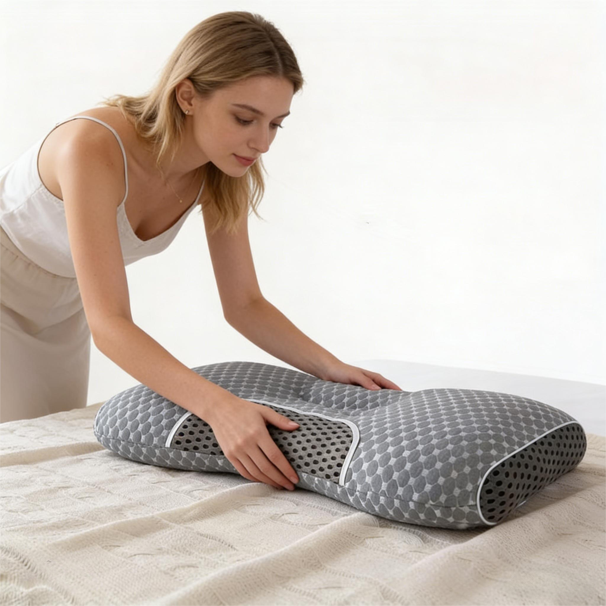 Pillows & Pillowcases-2 piecesYBZ 4D Knitted Cotton Massage Pillow -Purple