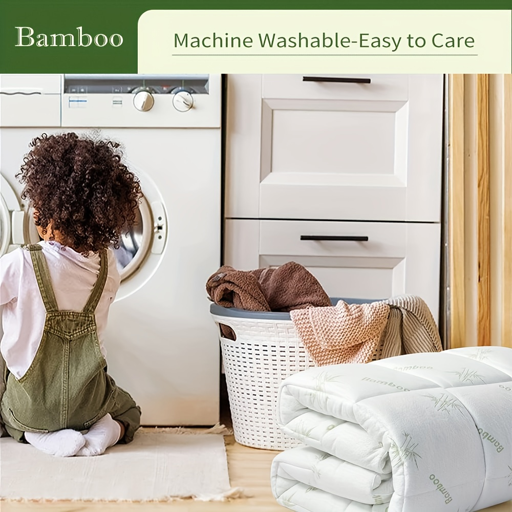 Mattress Topper & Protector-Bamboo Fiber-Thick Style Topper Pad for Mattress Green