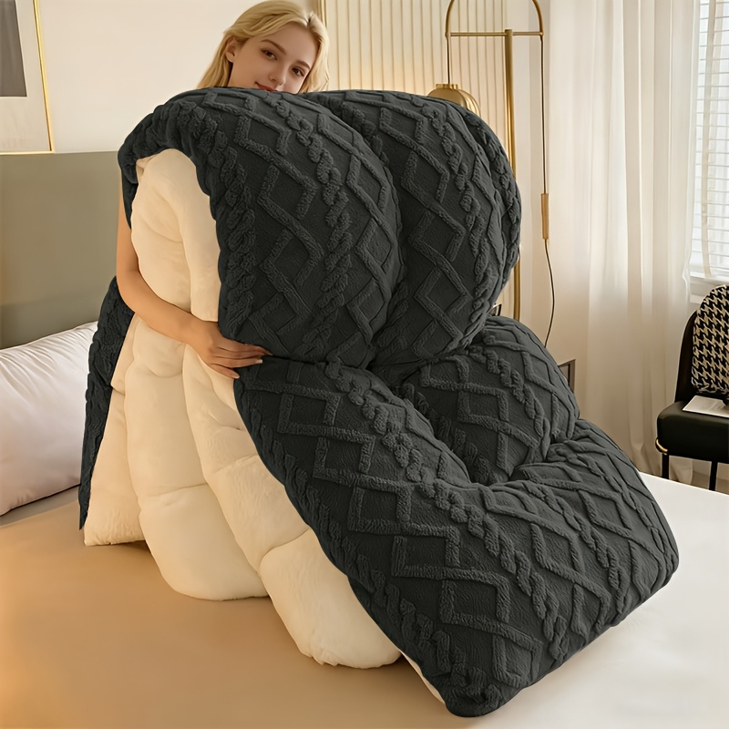 Comforter Set Geometric Reversible Navy blue and light gray